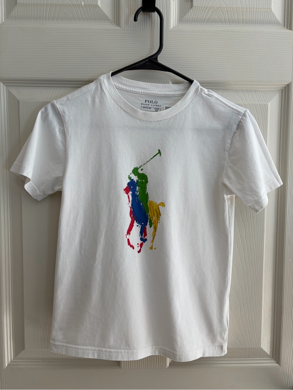 Polo by Ralph Lauren White Kids Logo Tee with Multicolor Polo Player
